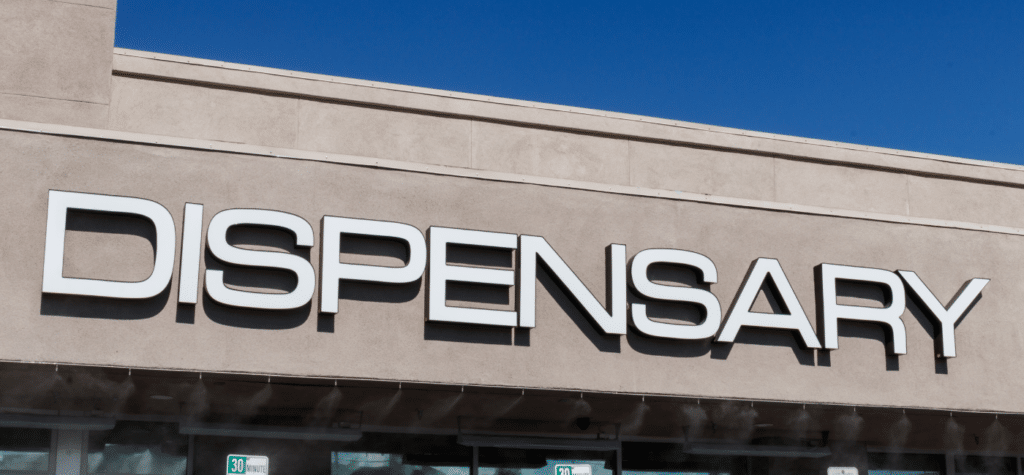 Ascendance dispensary and CBD content marketing, Image of dispensary storefront with large sign