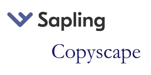 photo of duplicate content checker logos for sapling and copyscape used for AI blog writing services and blog marketing