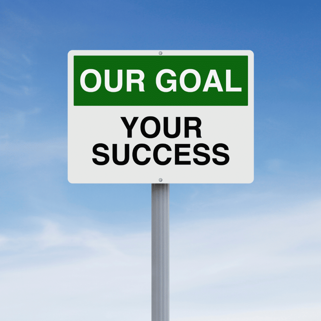 photo of sign that reads our goal is your success with digital marketing services