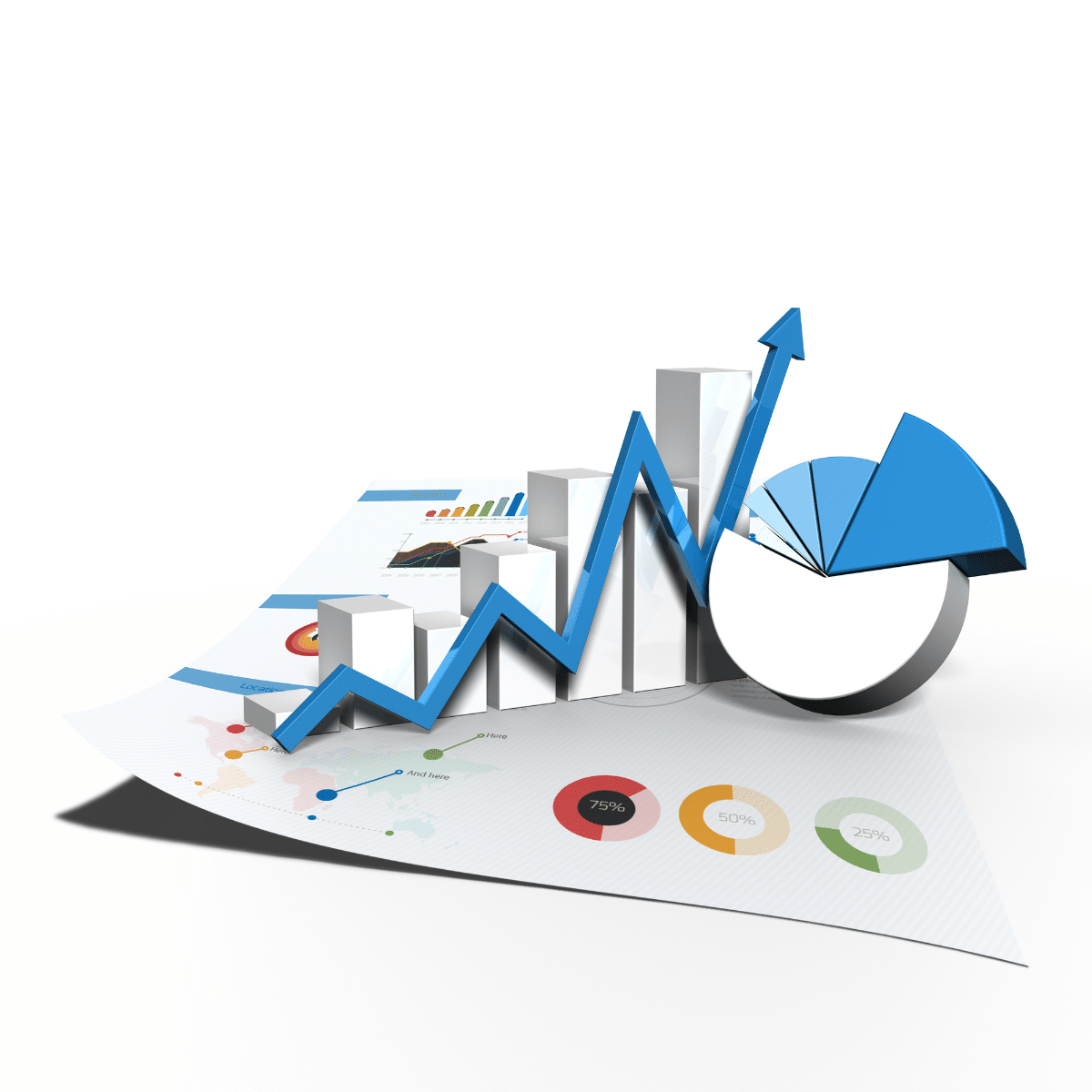 photo of 3d graphic with tables and charts showing graphic design services