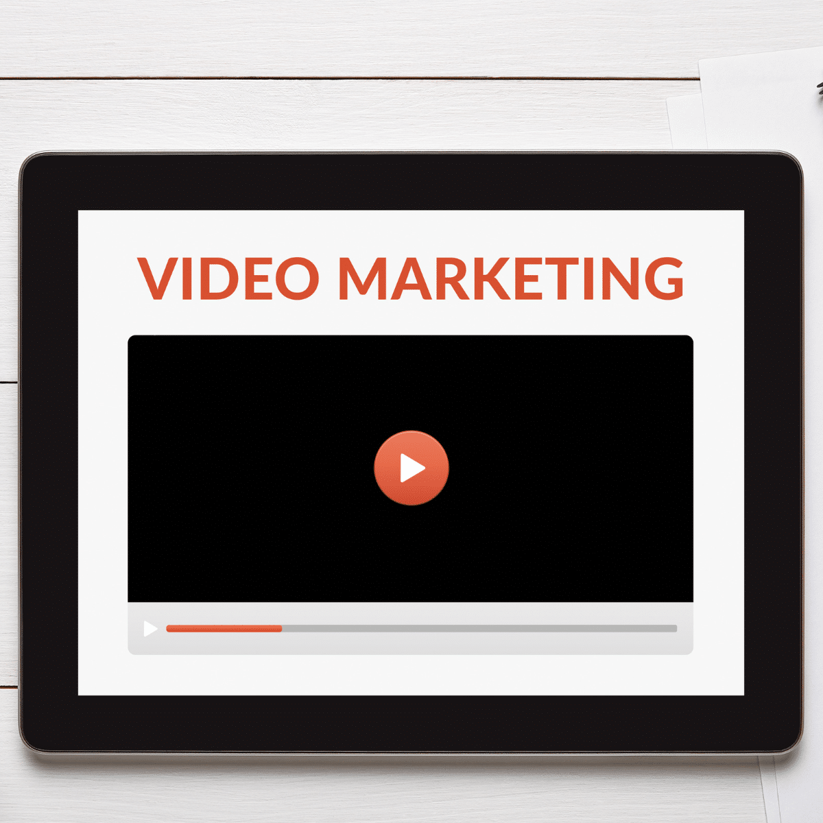 photo of tablet showing youtube video marketing with video production services