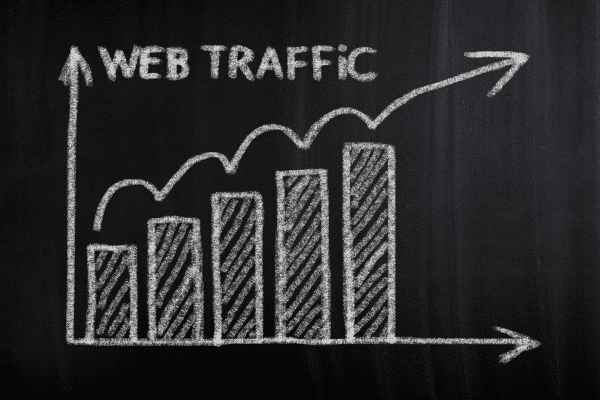 photo of web traffic data chart on chalk board as one of the seo benchmarks