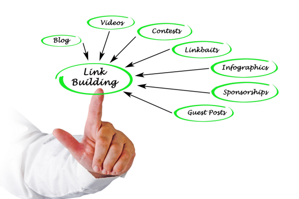 man pointing to a graph showing the benefits of link building for brand awareness