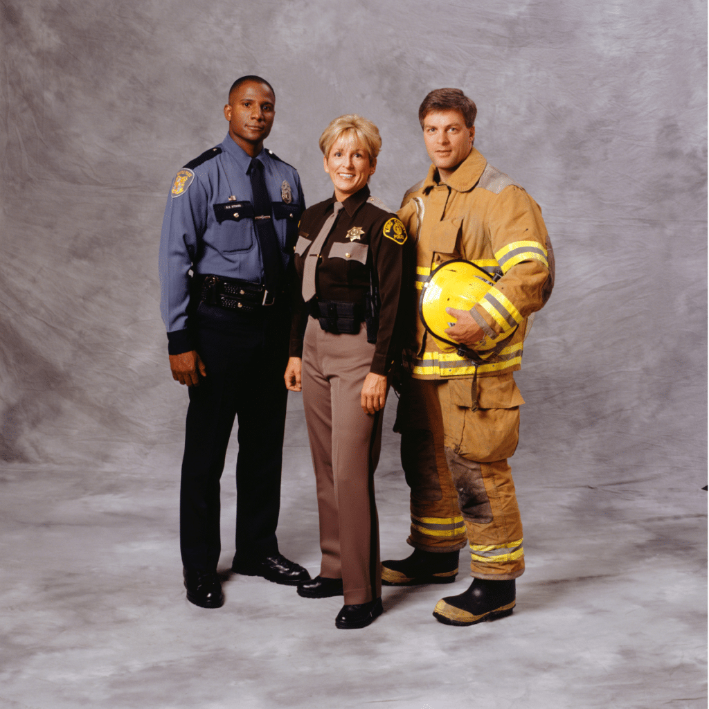 photo of police officer, sheriff and fire fighter representing corporate and government web design solutions san diego