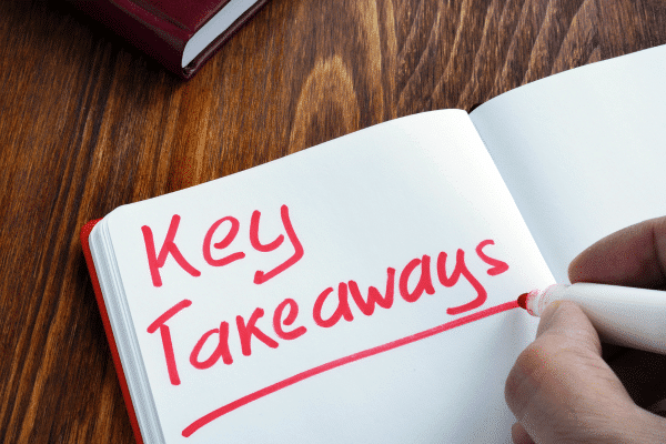 photo of notepad that says key takeaways: email marketing for consulting firms