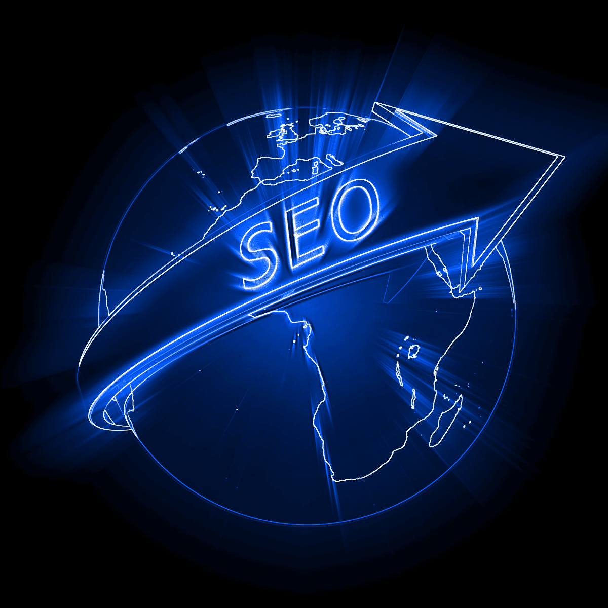 graphic of a globe with an arrow around it saying SEO created by a san diego seo company