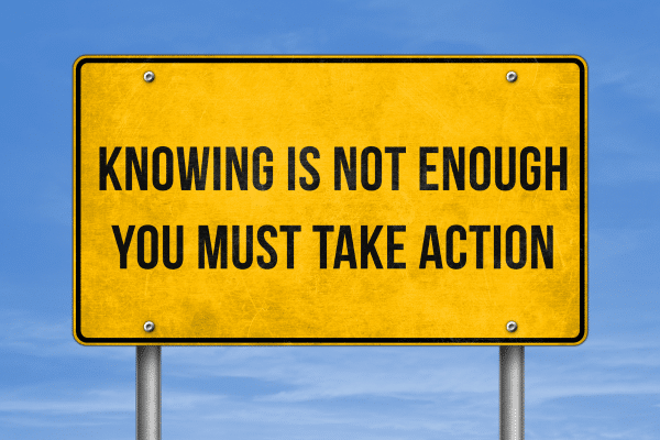sign reading knowing is not enough, you must take action with seo for ecommerce